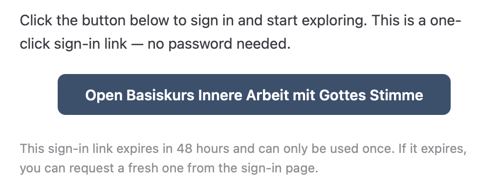 ThriveCart-E-Mail mit dem Button zum Öffnen des Kurses